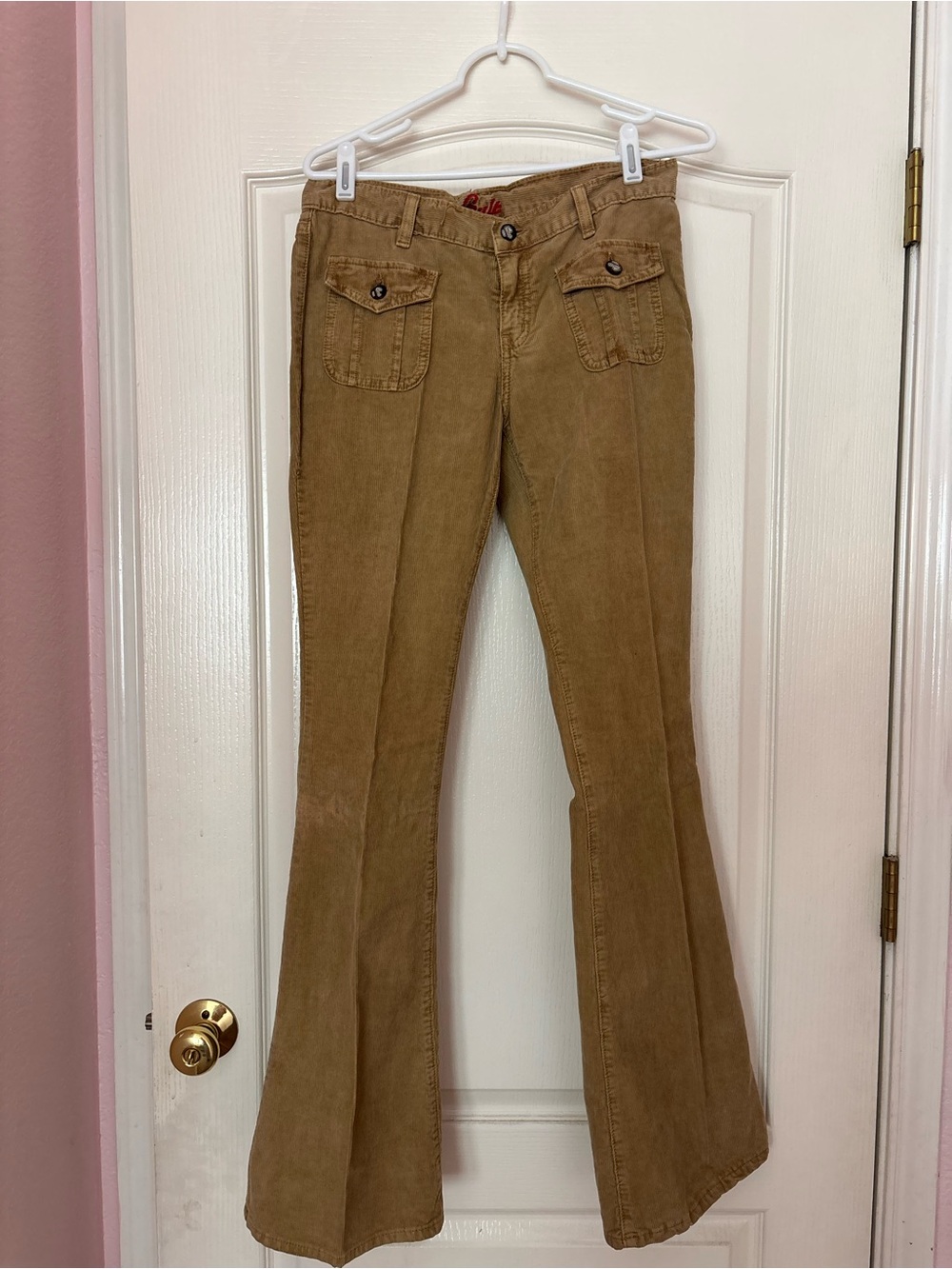 Vintage Blue Cult Corduroy Flared Pants in Camel
